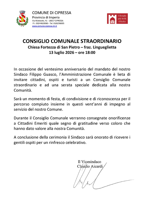 Consiglio Comunale Straordinario