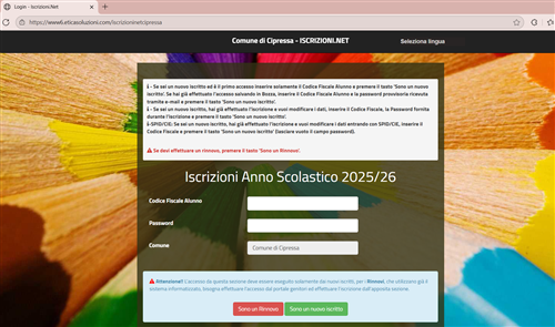Gestione informatica del servizio di refezione scolastica